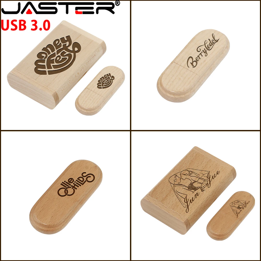 Pen Drive de Madeira de Alta Velocidade com Caixa Usb 3.0 Flash Drives Presente Criativo Disco u para Laptop Memory Stick 128gb 64gb 32gb 20 Pcs Lot - Imagem 2
