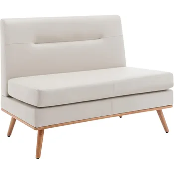 Upholstered Settee Bench with Back Small Loveseat Sofa Faux Leather Dining Bench Banquette Seating for Kitchen Dining Room Livi