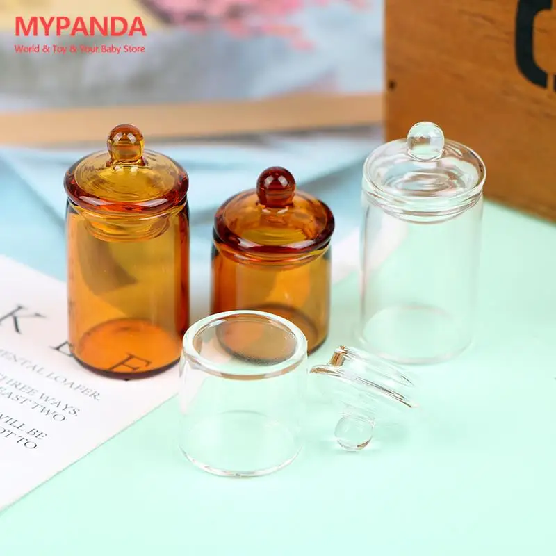 

1:12 Dollhouse Mini Glass Candy Jar Coffee Bean Storage Bottle Dried Flower Tea Storage Bottle Jar Kitchen Home Decor Toy