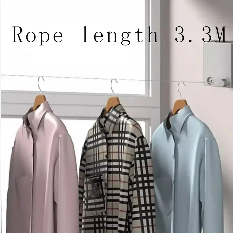Clothes Drying Rack Clothesline Retractable Stainless Seel Pull-Out Clothes-Drying Machine Rope Space-Saving Clothes Drying Rack For Household