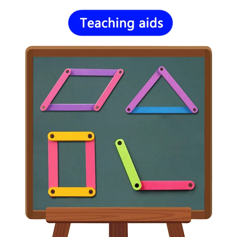 Montessori Magnetic Block Math Toys Magnetic Building Blocks Magnetic Assembly Toy Magnetic Alphabet Toys Plastic Magnetic Splicing Strip Polygon Learning Teaching Aids Educational Toys For Children
