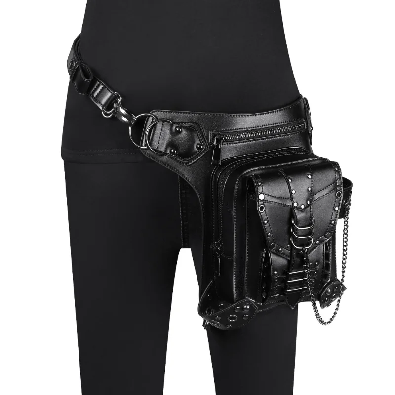 

Chikage Y2K Style Chains Bag Steampunk Rivet Motorcycle Bag Women's Crossbody Shoulder Bag Women's Travel Fanny Pack