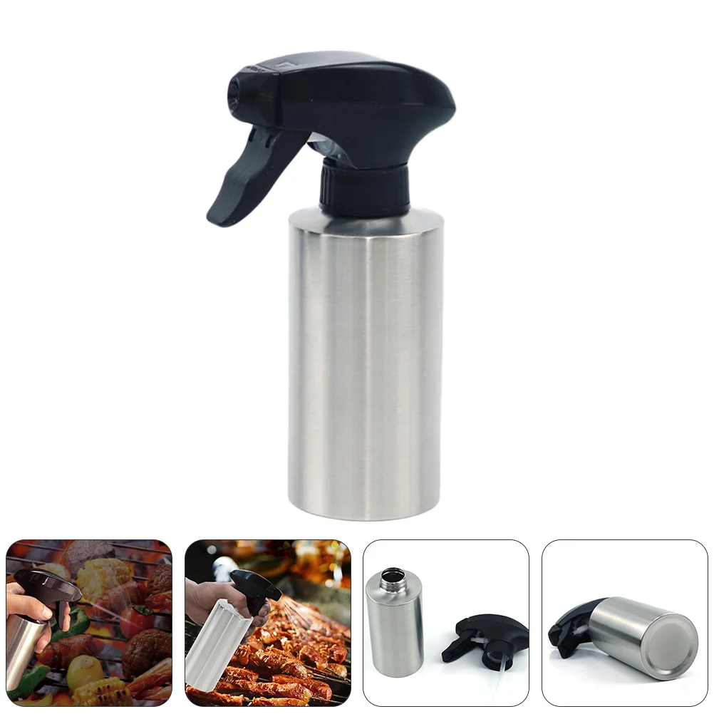 

1pc Stainless Steel Oil Spray Bottle Sprinkler Spraying Oil Holder (Silver)