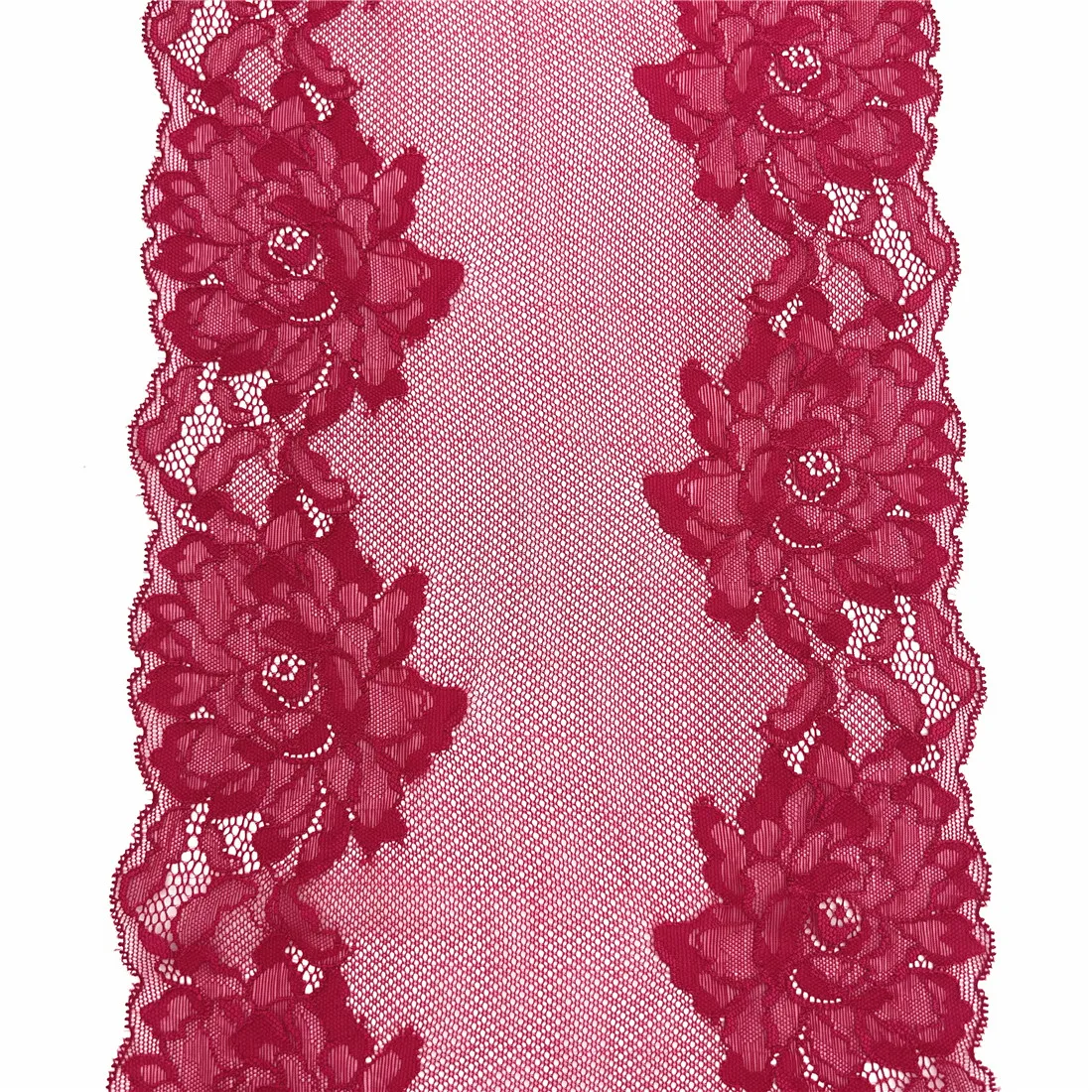 3y/lot Width 23cm Wine Red Elastic Stretch Lace For Clothes Skirt Deco Trimming Sewing Garment Wedding DIY Material Fabric Dress 3