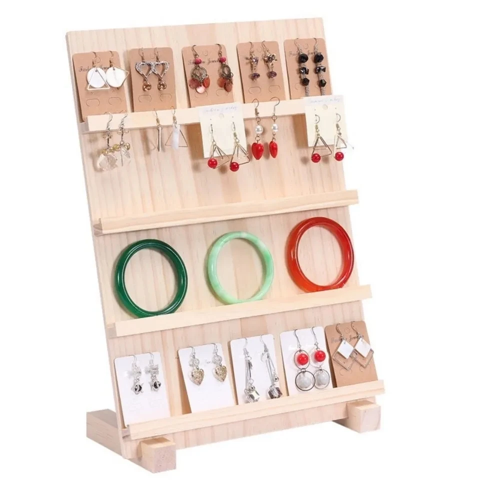 

Nature Wooden Jewelry Display Stand Earring Bracelet Organizer Storage Holders Wood Base Rack Stall Event Jewelry Store Decor