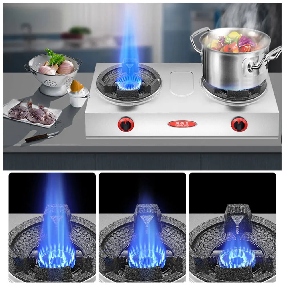 Double Cooktop Commercial Gas Burner Fierce Fire Hornillo A Gas Stove High Pressure Table Liquefied Stove Estufa