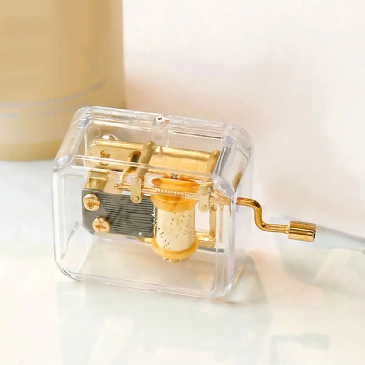 1pc Castle in the Sky Music Box Acrylic Clear Hand-operated Type Hand Crank Engraved Musical Box Gift for Daughter on Birthday