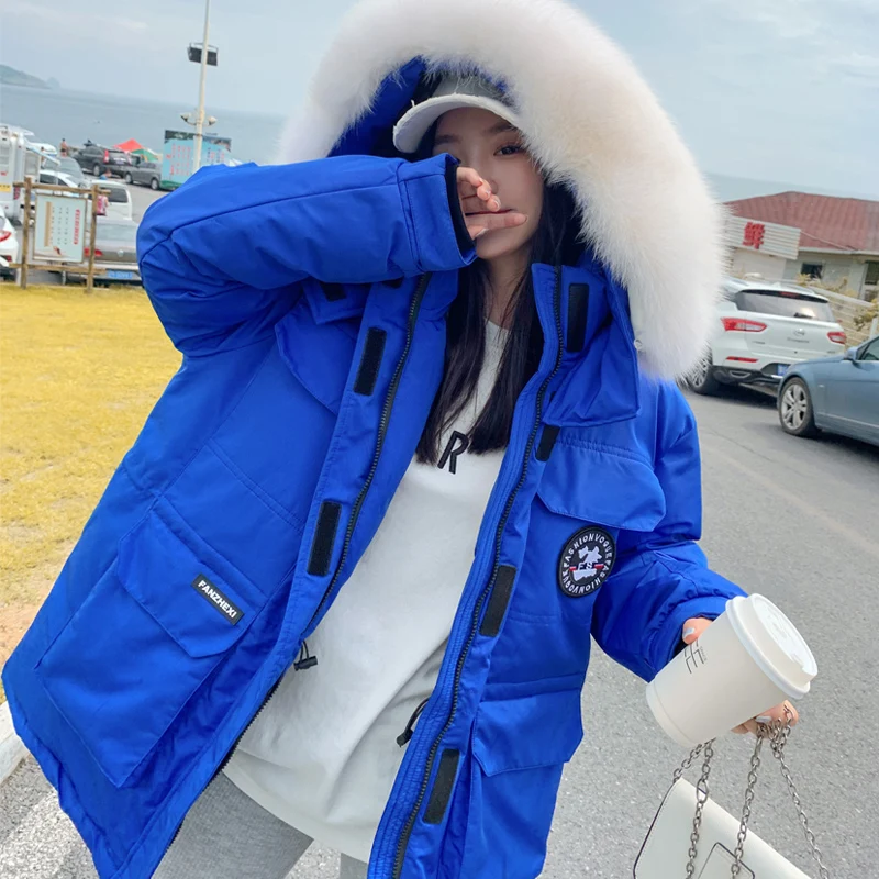 2022 winter new fashion hooded down padded jacket women's thickening winter outdoor snow jacket couple tooling jacket coat