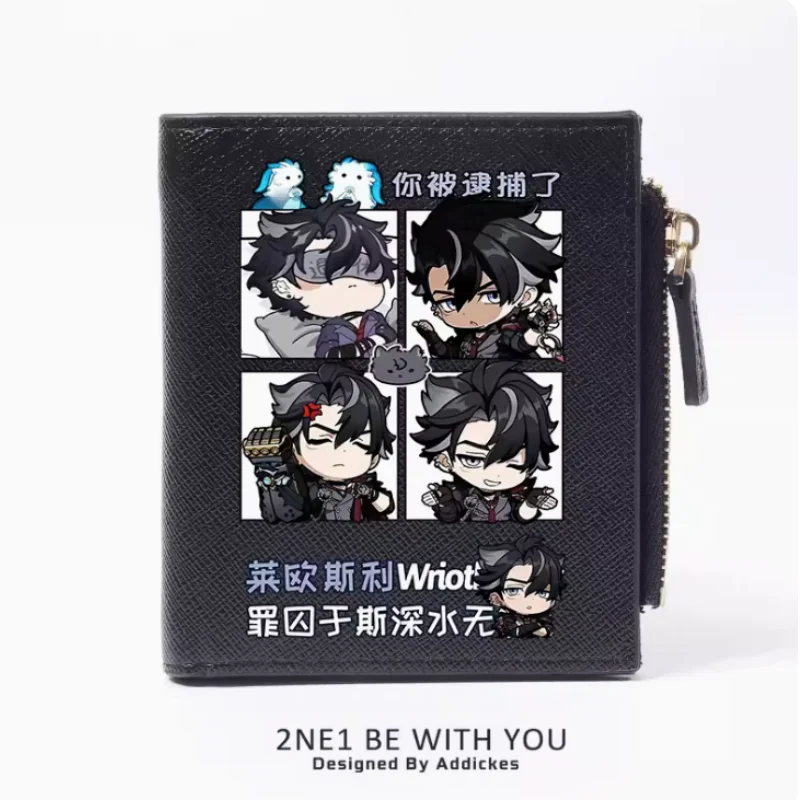 Anime Genshin Impact Wriothesley Fashion Wallet PU Purse Card Coin Zipper Money Bag Cosplay Gift B488