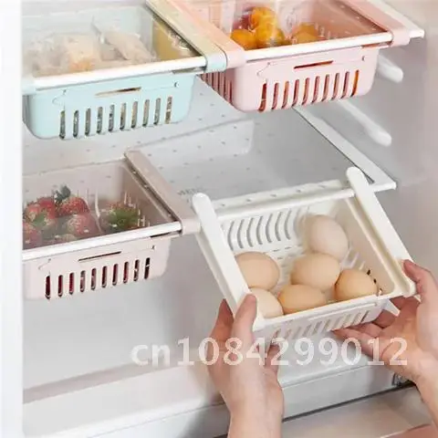 

Practical Adjustable Retractable Refrigerator Storage Box Fresh Compartment Storage Rack Refrigerator Pull Drawer Basket