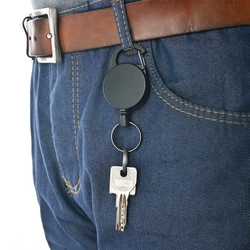 High Strength Steel Wire Pull Keyring Tag Card Holder Retractable Reel Zinc Alloy ABS Plastic ID Badge Holders Stationery