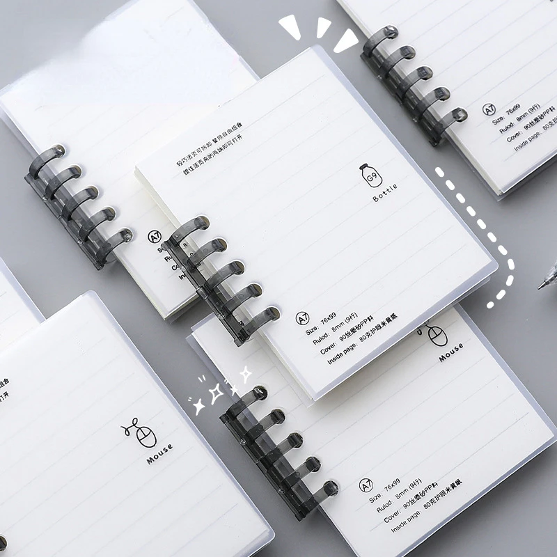 

A7 Simple solid colors Mini Portable Coil Notepad Diary Book Exercise Book School Office Supply Loose-leaf detachable