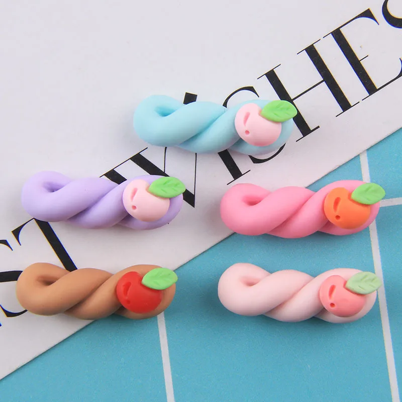 

20pcs Foods Flatback Resin Cabochons for Girl Handmade Jewelry Hairpin Accessories Scrapbook Craft Embellishment Fried Twist