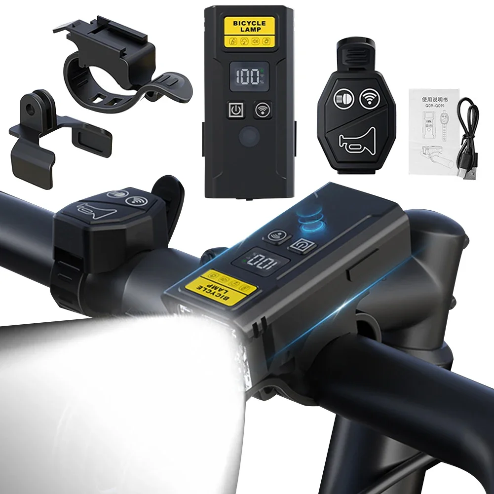 1/2 Sets Bicycle Front Lamp with Horn Smart Light Sensor Bike Handlebar Flashlight Remote Control Headlight Bicycle Accessories