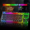 Wireless Gaming Keyboard and Mouse Combo,Rainbow Backlit Rechargeable 3800mAh Battery,87 Keys Mechanical Feel Keyboard 1