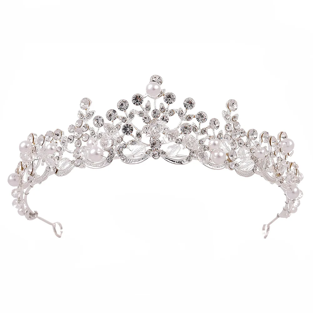 Crystal Pearl Bridal Crown Woman Tiaras Hair Jewelry Ornaments Hairwear Bride Headbands Wedding Hair Accessories hair accessory hair headdress jewelry accessories bridal headwear hair band crown