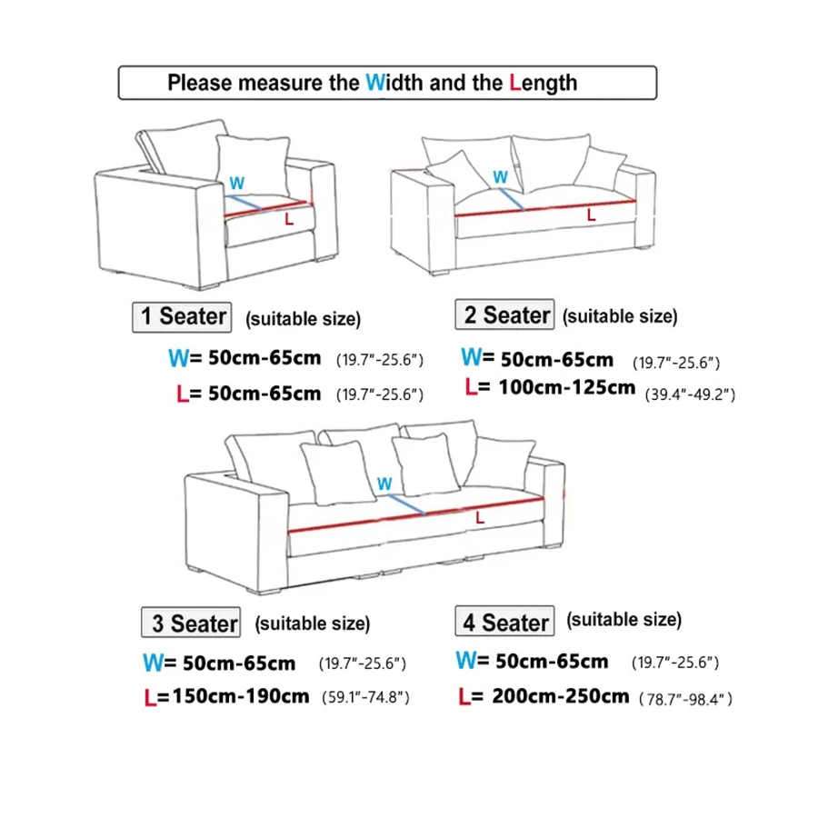 Printed Sofa Couch Cushion Covers Stretch Patterned Sofa Seat Slipcovers Elastic Couch Seat Covers Washable Furniture Protectors 2