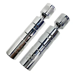 Dual Magnetic Swivel Spark Plug Socket Set - 14mm & 16mm Removal and Installation Tools (2pcs silver)