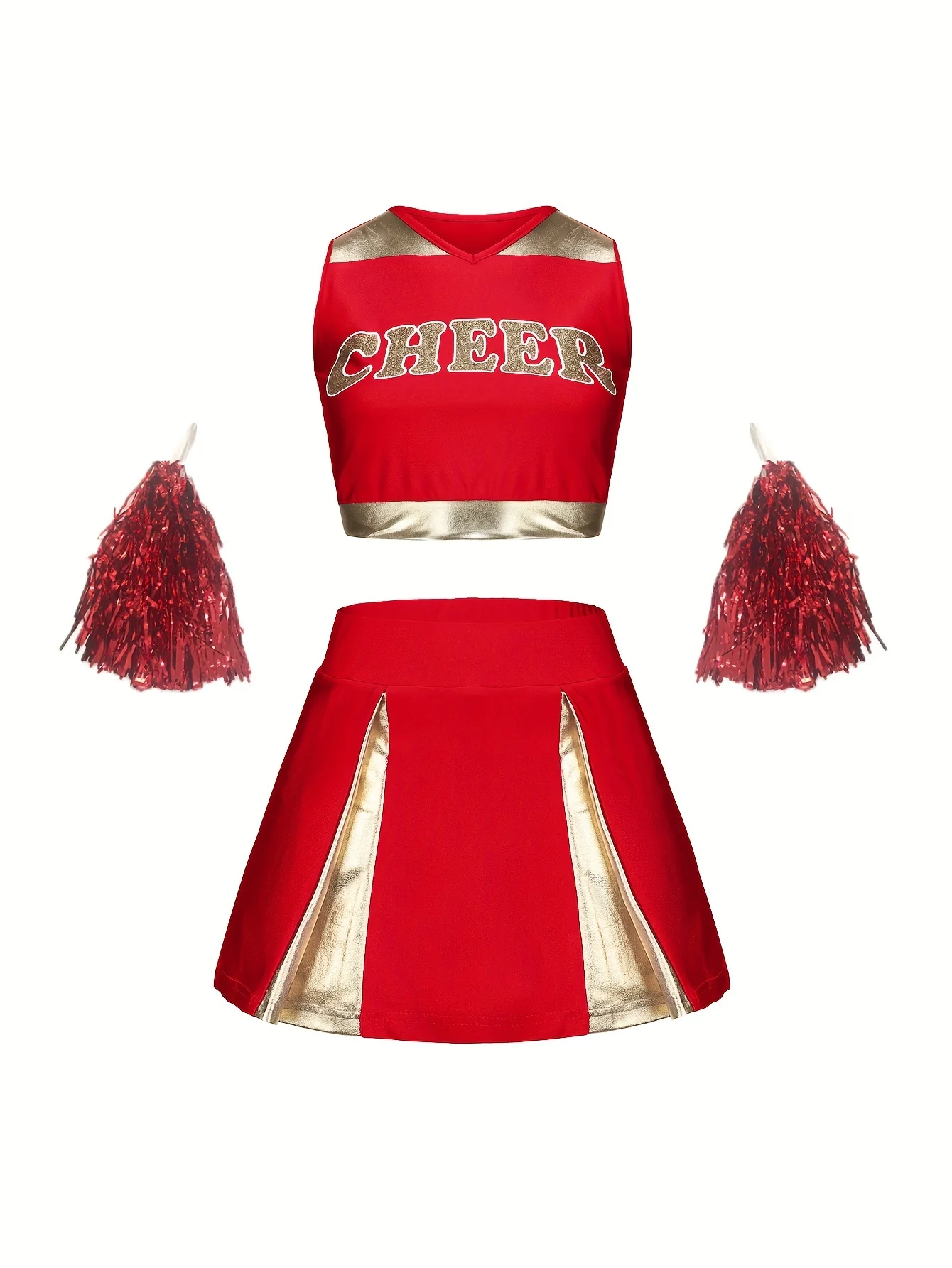 Cheerleading suit children girls cute performance clothes holiday party sportswear multi-color optional send pom poms
