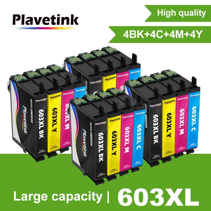 Plastetink 4Set Per Cartucce D'Inchiostro Epson 603Xl 603 T603Xl T603 Per Epson Xp-2100 Xp-3100 Wf-2810 Wf-2810 Wf-2830 Wf-2835 Wf-2850