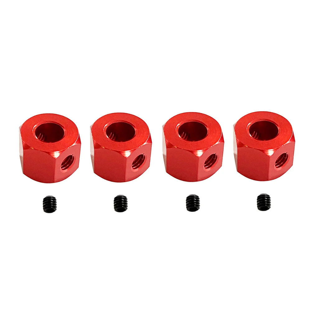

4PCS 5mm to 12mm Metal Combiner Wheel Hub Hex Adapter for WPL D12 C14 C24 B14 B16 MN D90 D91 RC Car Upgrade Parts,Red