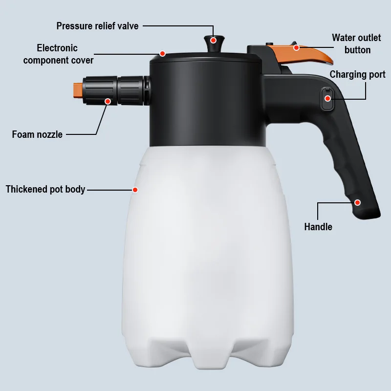 EAFC 1.7L Electric Foam Sprayer Rechargeable Car Wash Foam Generator for Auto Cleaning Foam Lance Endurance Car Washing tools 5