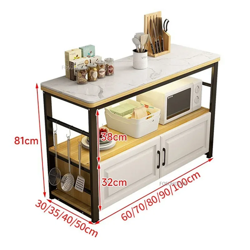 Nordic Light Luxury Kitchen Islands Household Kitchen Cabinets Vegetable Cutting Table Tableware Storage Cabinet rack Cupboard 6