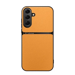 Magnetic PU Leather Ultra - Thin Camera Protection Phone Case with Soft TPU - Galaxy A37 (Yellow)