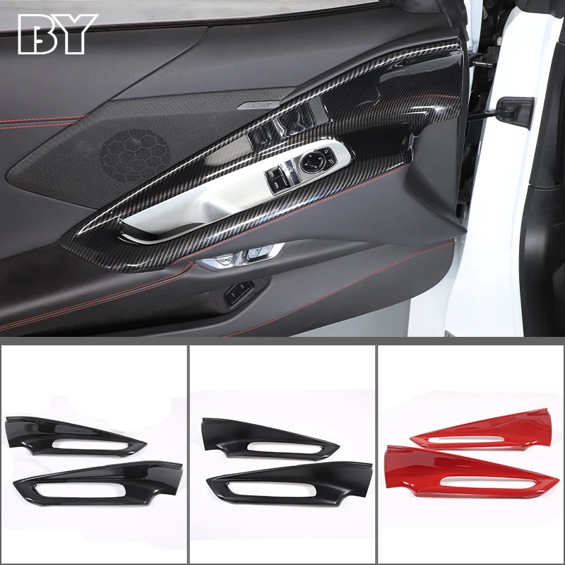 

For Chevrolet Corvette C8 Stingray Z51 Z06 2020-2023 ABS Carbon Fiber Car Glass Lift Button Switch Frame Cover Trim Accessories