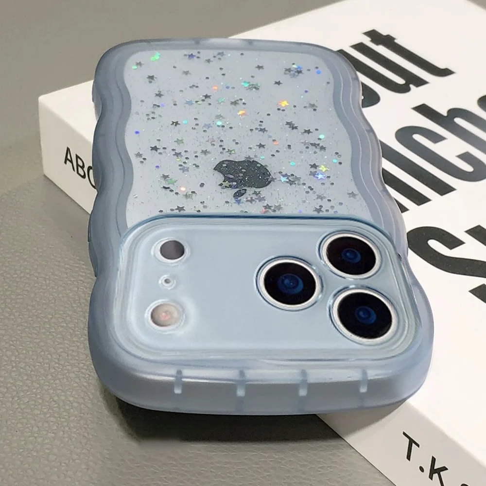 Shiny Sequin Glitter Soft Bumper Case with Stars Design