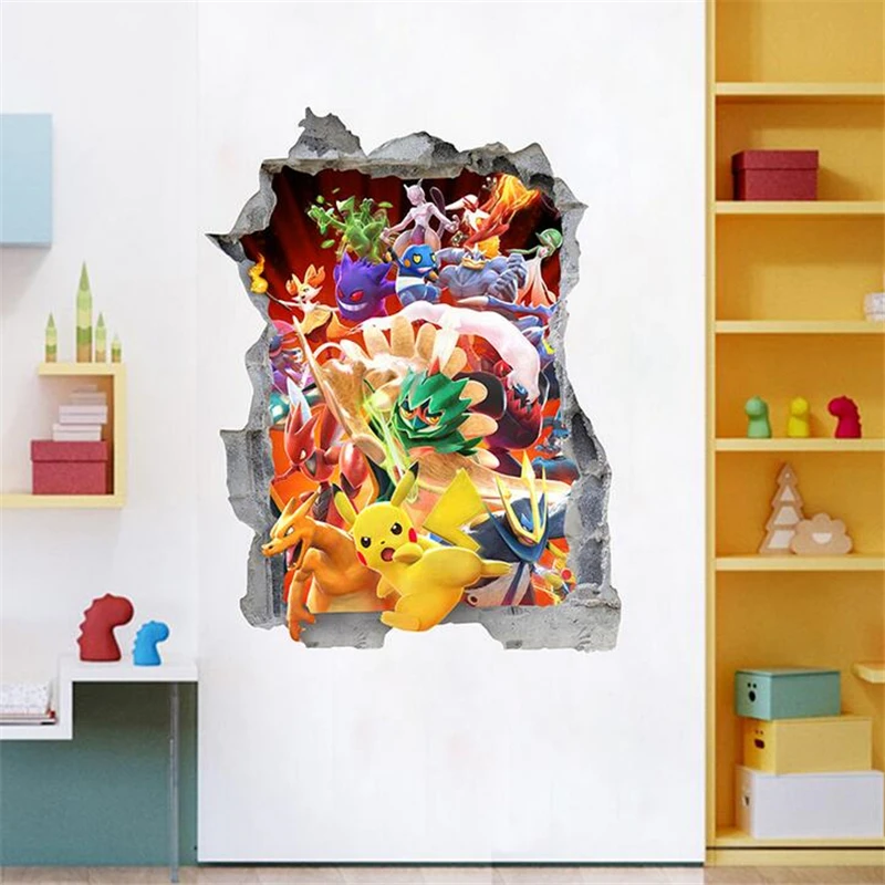 Cartoon Pikachu 3D Wall Sticker For Kids Room Living Room Bedroom