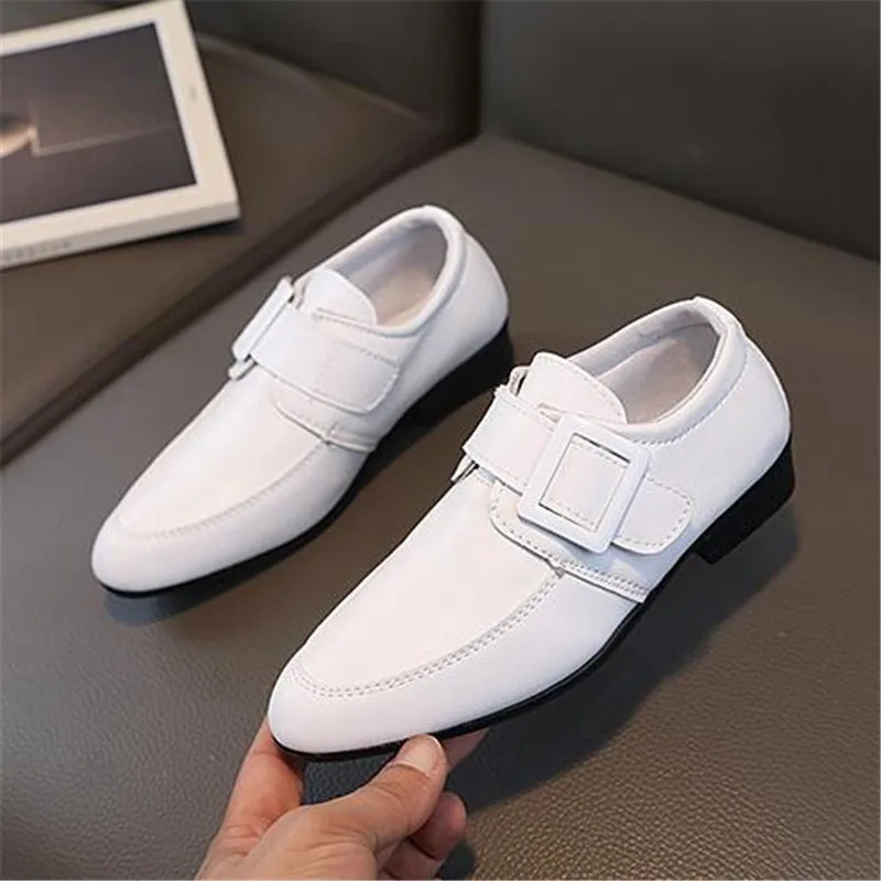 Boy Performance Shoe Pointed Toe Children Leather Casual Shoe Black Boy Girl Kids Wedding