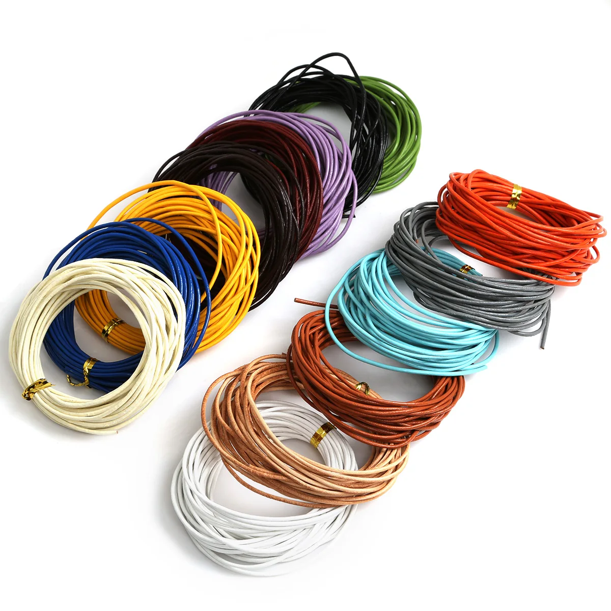 Description Picture 5 of item1-3mm Genuine Leather Rope 17 Colors 5m Ox Warble Round Elastic Thread String Cord for Clothes Shoes Jewlery Making Materials