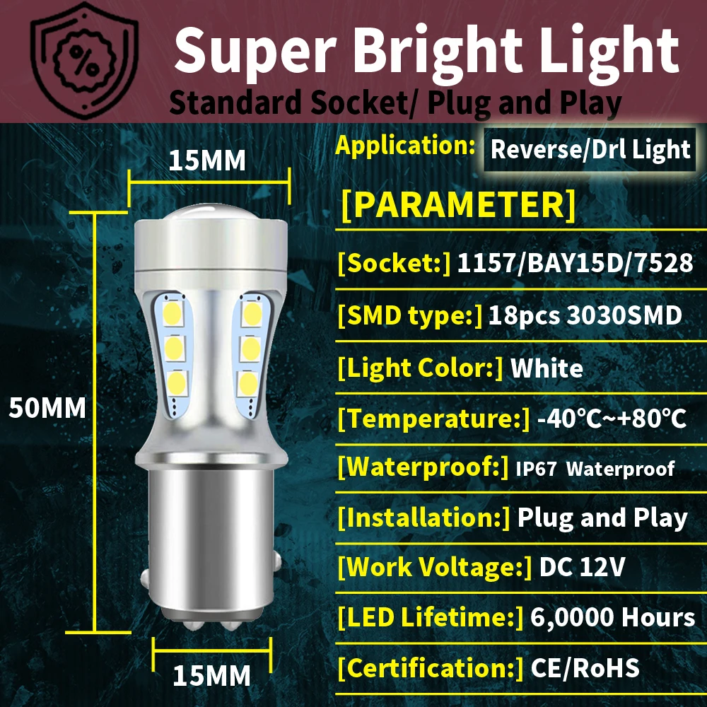 2x Lampada LED BA15s S25 P21W COB 12V 24V 300lm 1.7W Bianco - Foto 9