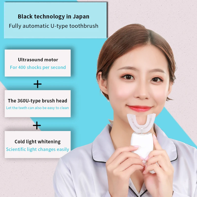 Advanced 360° U-Type Automatic Electric Toothbrush - Intelligent USB Rechargeable & Waterproof Design