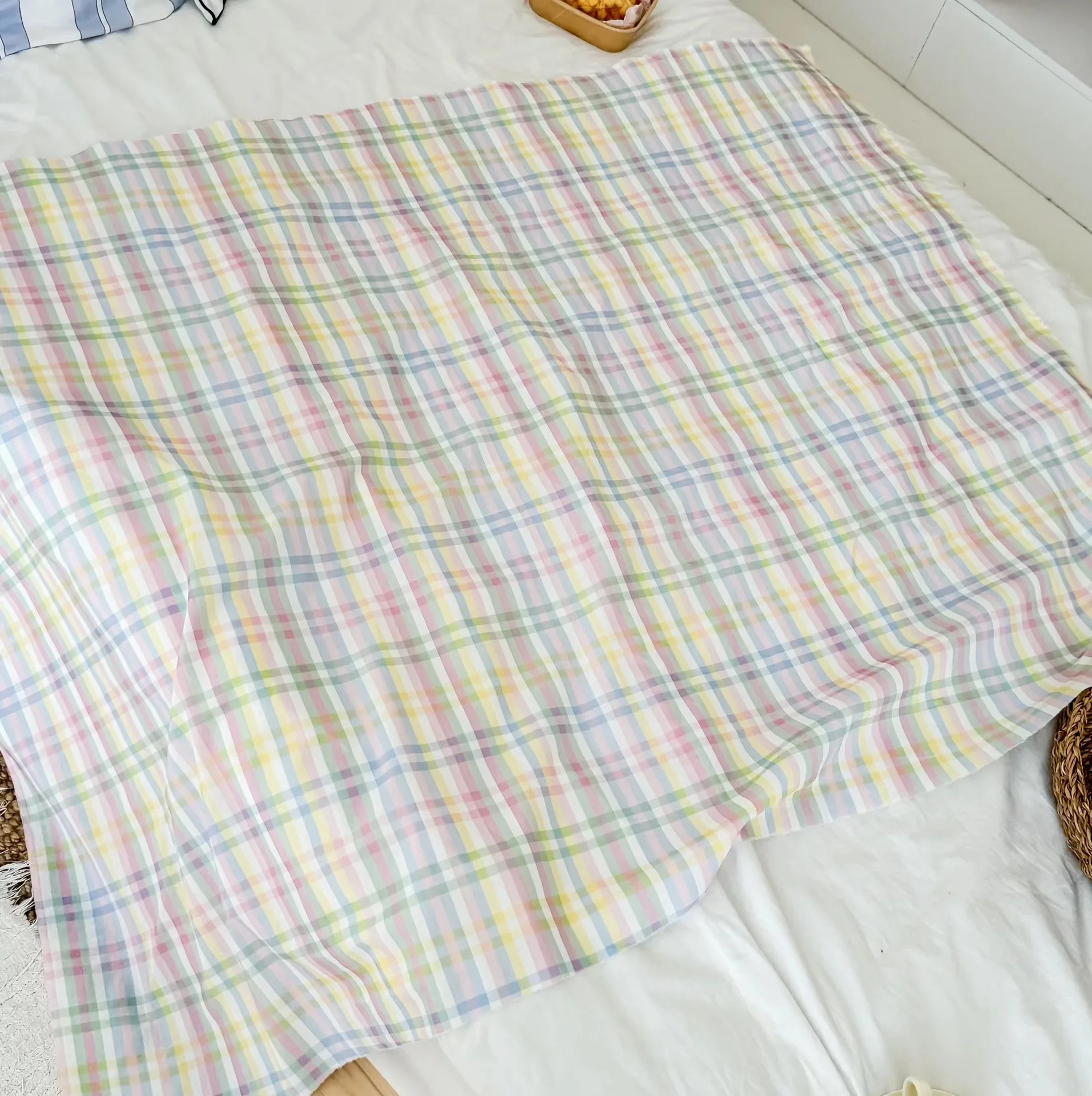 Colorful Plaid Pure Cotton Printed Fabric Handmade DIY Dress Home Clothes Children's Clothing Material Soft Comfortable Fabric
