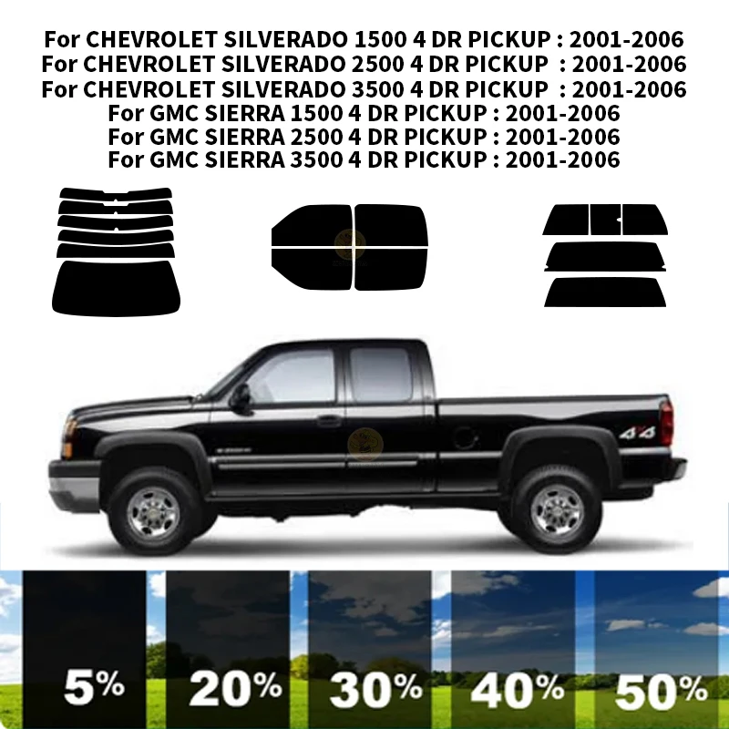 

Precut nanoceramics car UV Window Tint Kit Automotive Window Film For CHEVROLET SILVERADO 2500 4 DR PICKUP 2001-2006