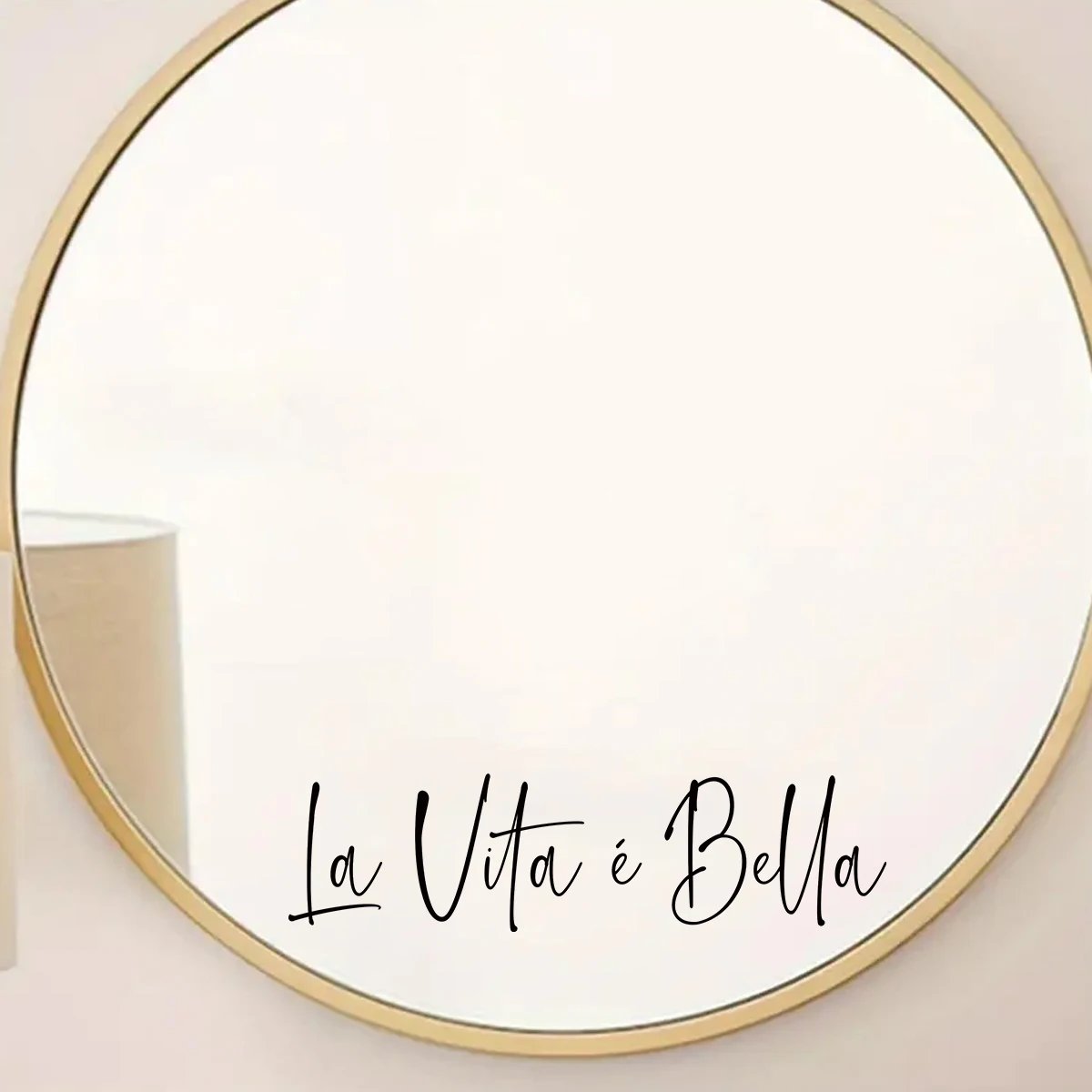 "La Vita E Bella" Text PVC Removable Mirror Sticker for Bedroom Decoration Home Self-adhesive Decals Living Room Decor 1pcs