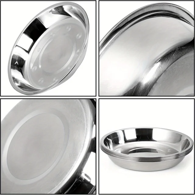 4/6PcsStainless Steel Cat Food Bowls -Whisker Fatigue Relief Dish,Shallow Wide Plates for Pet cats and dogs feed large tableware 3