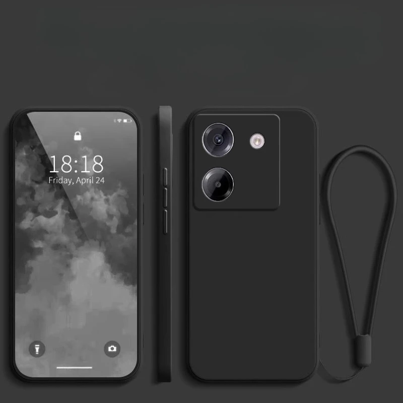 Silicone Matte Shockproof Phone Case with Strap and Bumper Protection