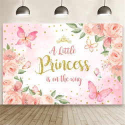 Pink Butterfly & Flower Birthday Party Backdrop for Girls - Baby Shower & Photography Decoration Banner (1Pc)