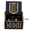 Hand-cranked music box, retro engraving, exquisite painting, attacking giants, the same creative ornament, wooden music box 4