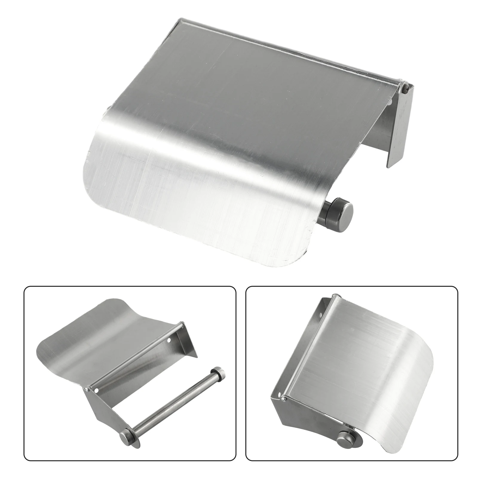 

Bathroom Paper Storage Cover Organization Tissue Boxes Chrome Finish Toilet Tissue Roll Wall Mounted Holder Stand Dispenser 1pc