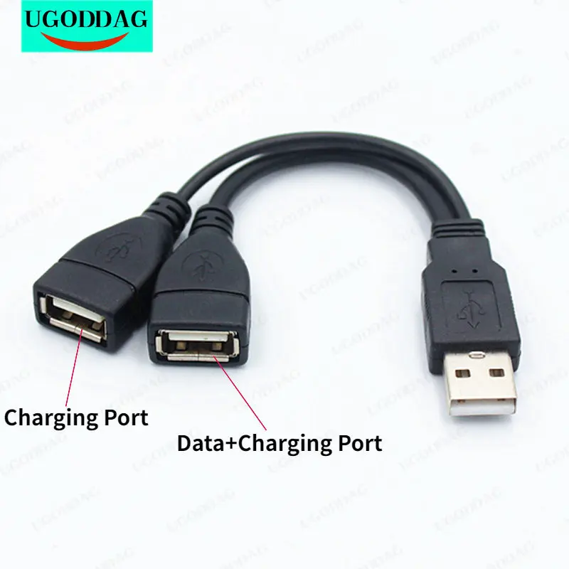 

1 штекер на 2 гнезда USB 2,0 Удлинительный кабель Y для передачи данных адаптер питания конвертер разделитель USB 2,0 кабель 15 ~ 18 см