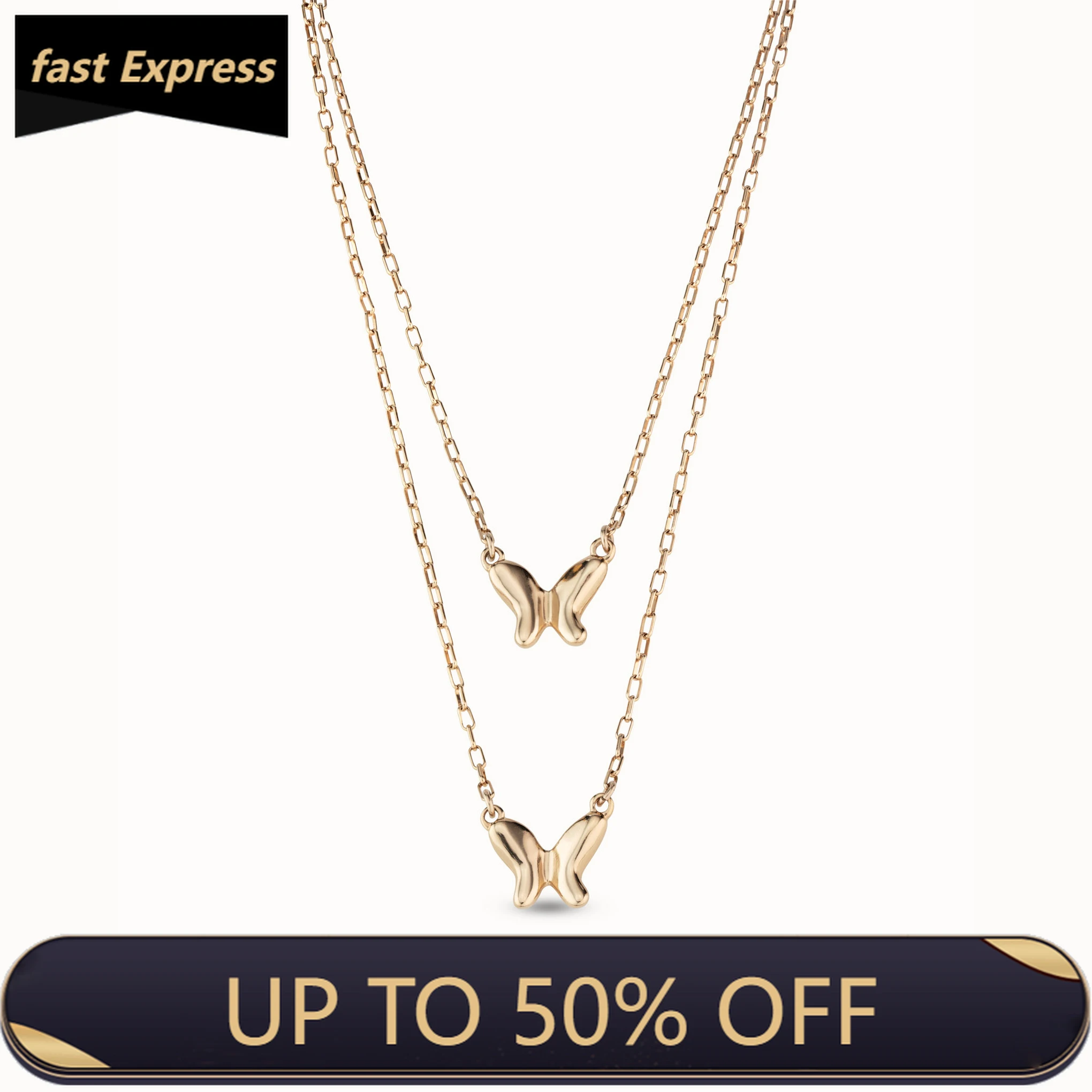 

2024 New Product Spain UNOde50 Jewelry Romantic Elegant Butterfly Double Layer Necklace Women Fashion High Quality Gift