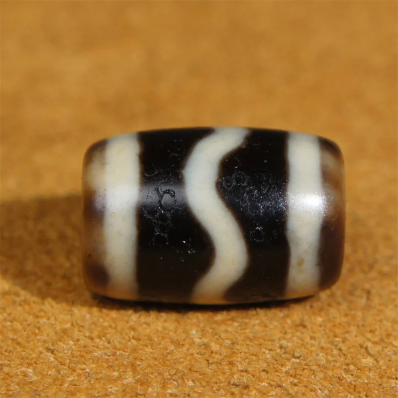 

High Oily Old Agate Tibetan DZI Beads Lucky Water Stripe Totem Amulet Bead 17 mm