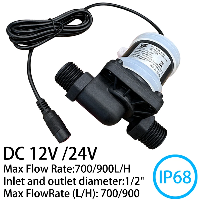 IP68 DC 12V 24V Stainless Steel Shaft Brushless 1/2" Water Pump Solar Water Heater Shower Circulation Fountain Pressurization stainless steel water pump