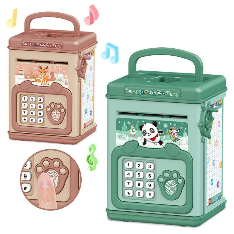 Fun Music Cartoon Fingerprint Password Box Secure Your Money For Kids