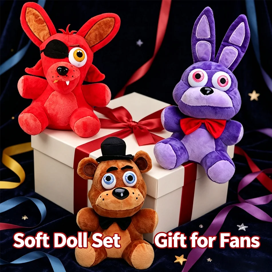 FNAF Plush Collection: Freddy, Foxy, Chica & Bonnie Stuffed Toy Doll - Perfect Kids Gift