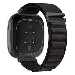 Durable Nylon Breathable Wristband - Fitbit Sense (Black shiny)